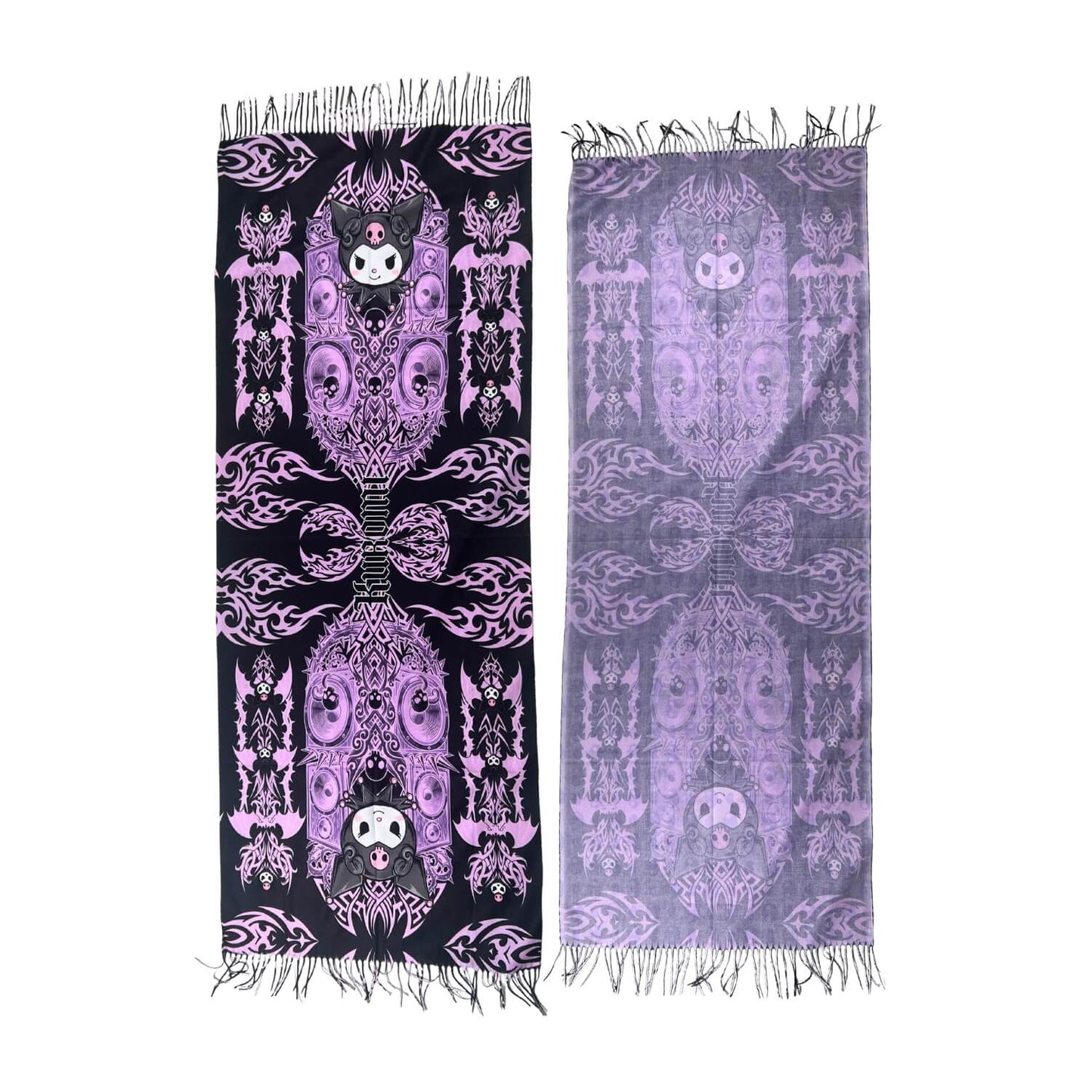 "Death by Kuromi" - REVERSIBLE PASHMINA (Black/Purple)