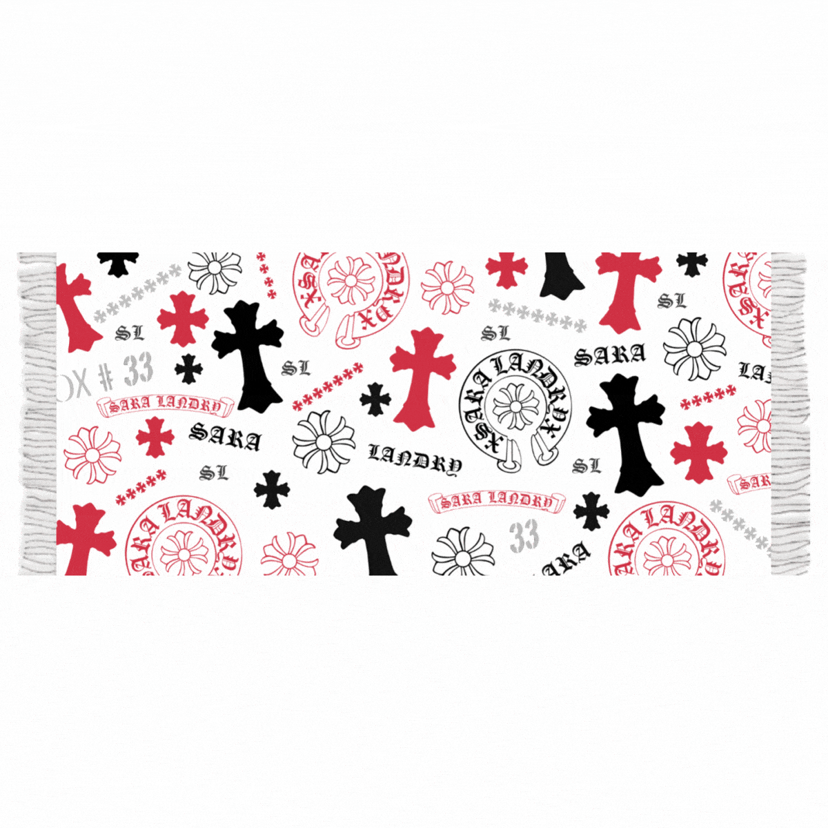 "Chrome Priestess" - REVERSIBLE PASHMINA (White/Red)