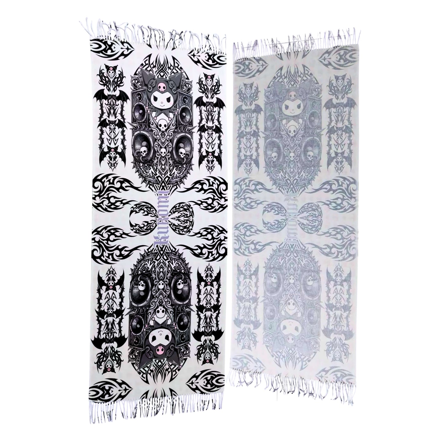 "Death by Kuromi" - REVERSIBLE PASHMINA (White/Black)