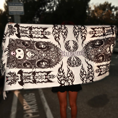 "Death by Kuromi" - REVERSIBLE PASHMINA (White/Black)