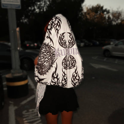 "Death by Kuromi" - REVERSIBLE PASHMINA (White/Black)