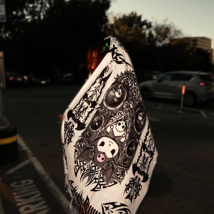 "Death by Kuromi" - REVERSIBLE PASHMINA (White/Black)