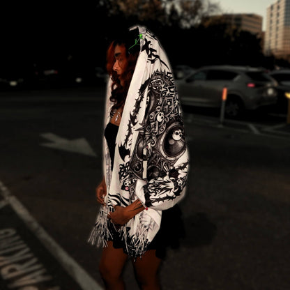 "Death by Kuromi" - REVERSIBLE PASHMINA (White/Black)