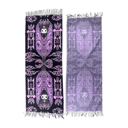 "Death by Kuromi" - REVERSIBLE PASHMINA (Black/Purple)