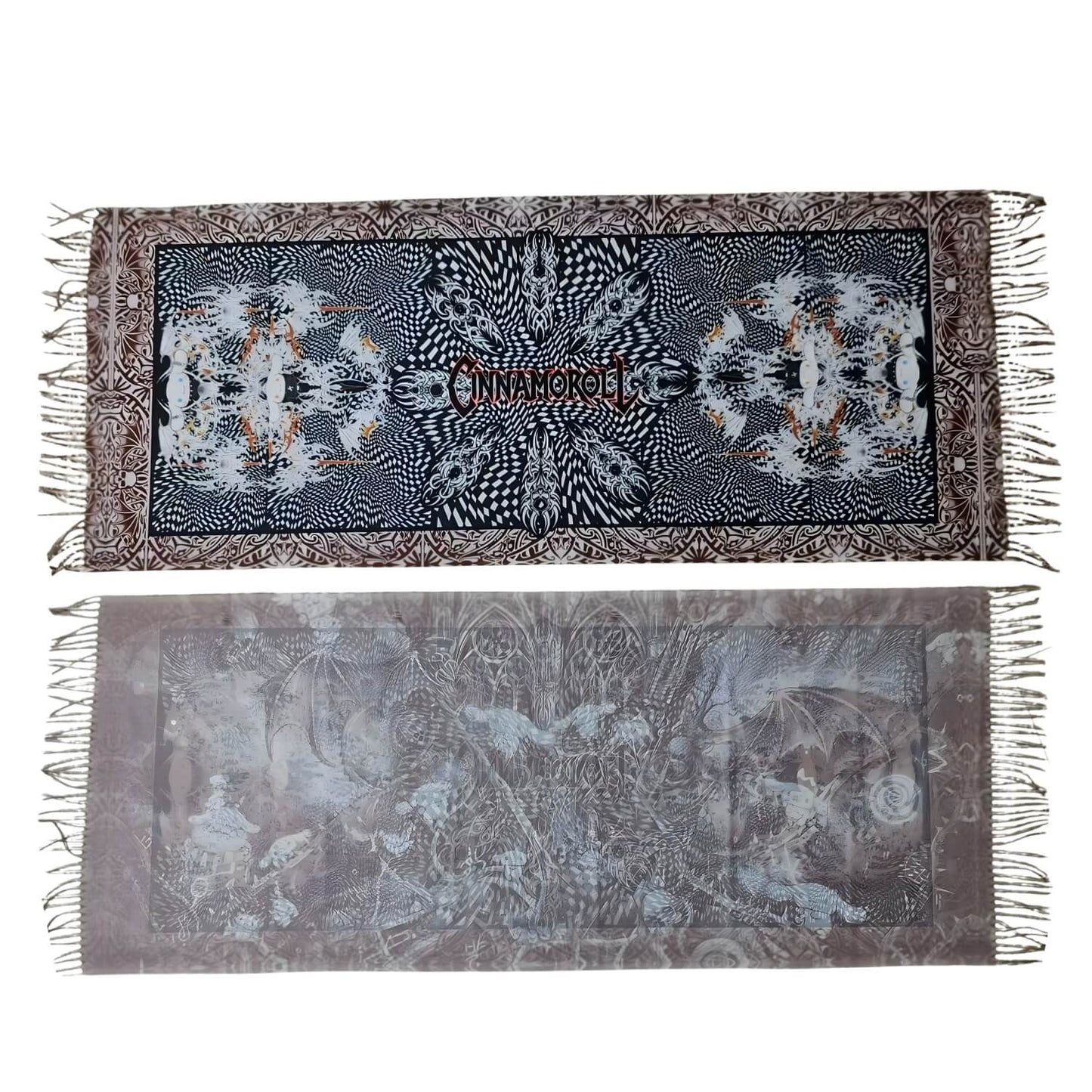 "Cinnamoroll's Revenge" - REVERSIBLE PASHMINA (Crimson/Black)