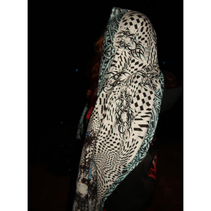 "Cinnamoroll's Revenge" - REVERSIBLE PASHMINA (White/Blue)